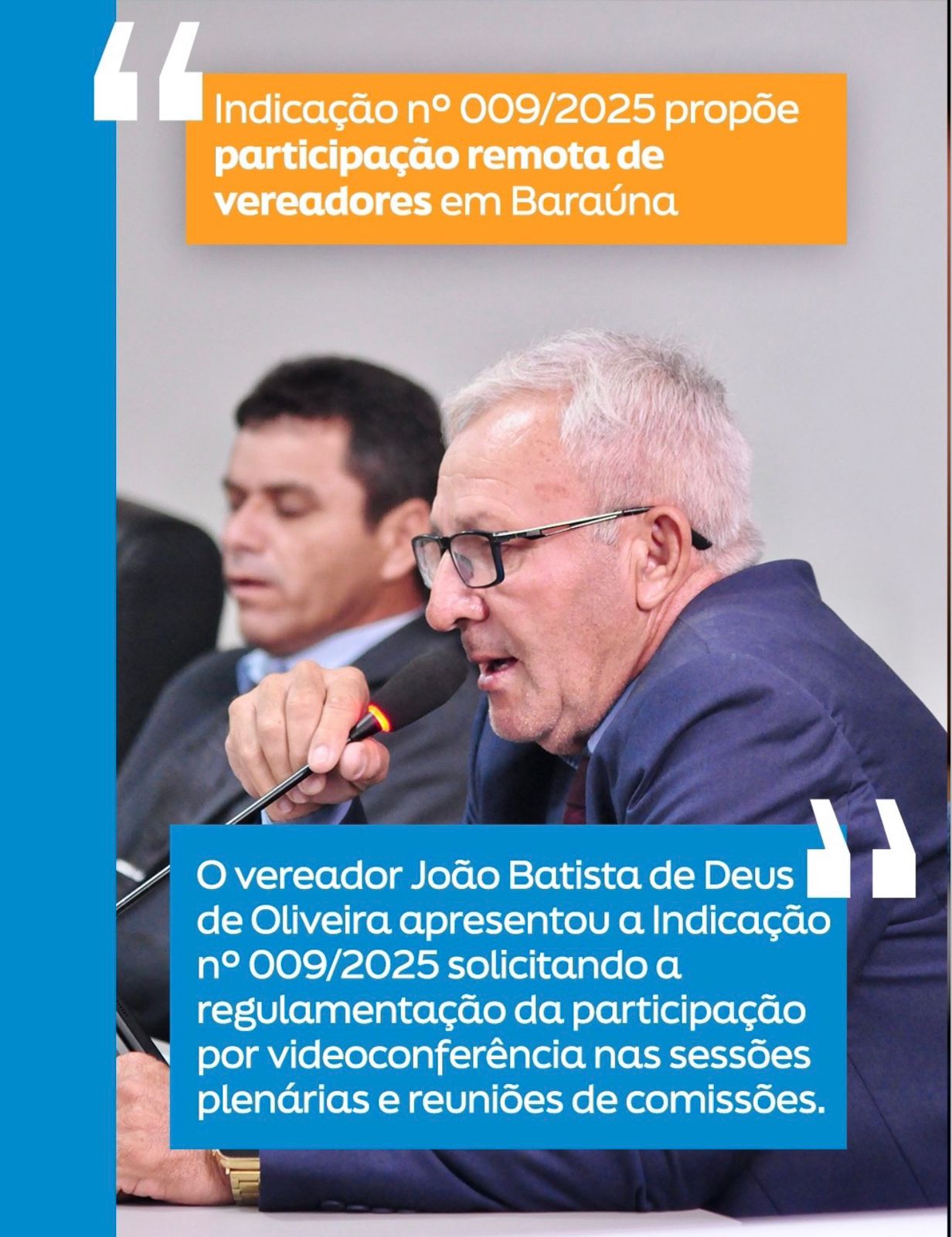 Câmara de Baraúna avança na modernização legislativa com proposta de participação por videoconferência