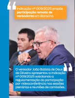 Câmara de Baraúna avança na modernização legislativa com proposta de participação por videoconferência