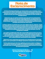 Câmara de Baraúna emite Nota de Esclarecimento sobre debate referente ao transporte escolar