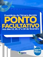 Câmara Municipal de Baraúna decreta ponto facultativo durante o período de Carnaval