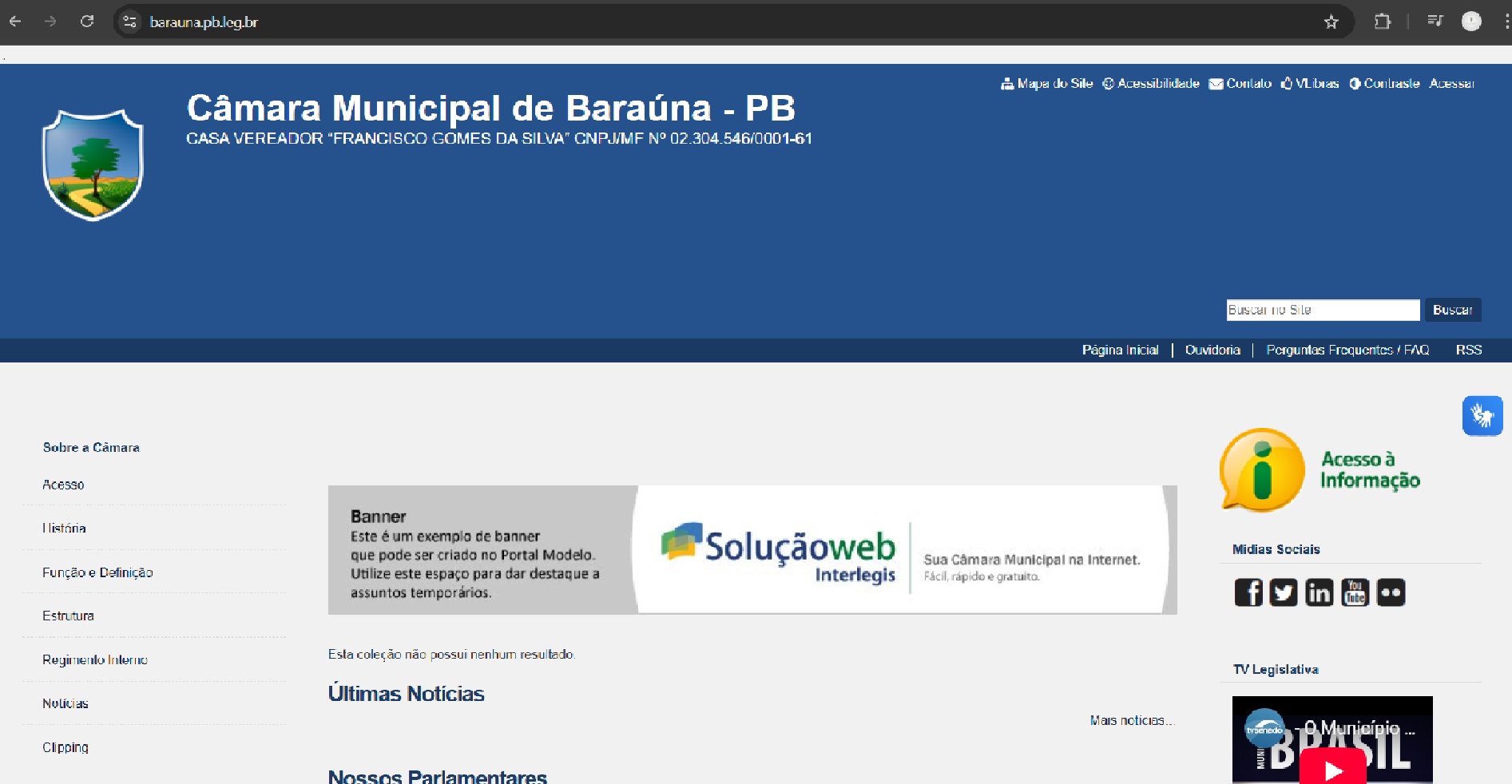 Câmara Municipal de Baraúna inova na Região com utilização de Portal do Senado Federal