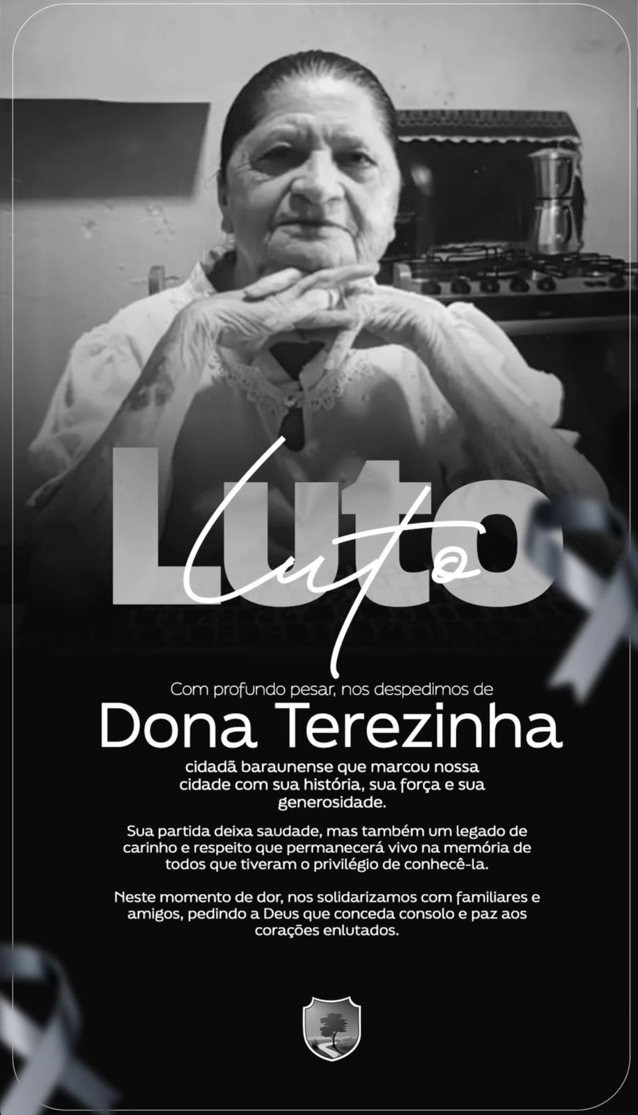 Câmara Municipal de Baraúna lamenta o falecimento de Dona Terezinha
