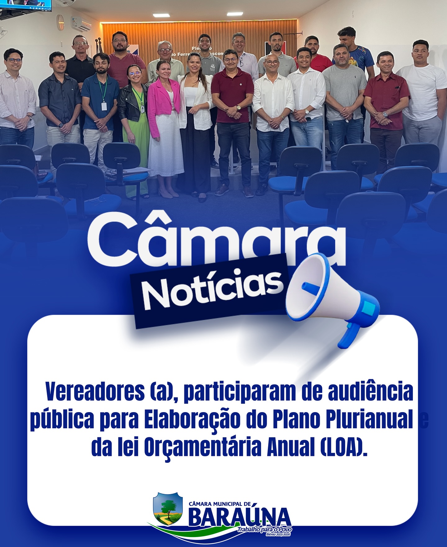 Na manhã de hoje foi realizada, no plenário da Câmara Municipal de Baraúna, Audiência Pública.