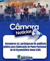 Na manhã de hoje foi realizada, no plenário da Câmara Municipal de Baraúna, Audiência Pública.
