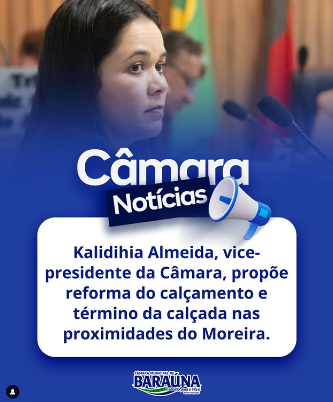 Vereadora e vice-presidente da Câmara, Kalidhia Almeida, solicitou a reforma do calçamento e término da calçada da Rua Américo Pereira de Oliveira