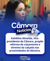Vereadora e vice-presidente da Câmara, Kalidhia Almeida, solicitou a reforma do calçamento e término da calçada da Rua Américo Pereira de Oliveira
