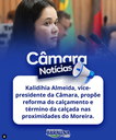 Vereadora e vice-presidente da Câmara, Kalidhia Almeida, solicitou a reforma do calçamento e término da calçada da Rua Américo Pereira de Oliveira